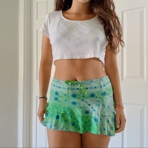 Green Drawstring Miniskirt